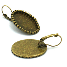 10pcs Antique Bronzed Wavy Fishhook Hook Earring Blank  w/18*25mm Lace Tray for Glass Cabochons/Bezels 2024 - buy cheap