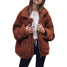 Plus Size Women Fashion Fluffy Shaggy Faux Fur Warm Winter Coat Cardigan Bomber Jacket Lady Coats Zipper Outwear Jackets 2024 - buy cheap