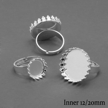 10pcs Silver Plated Blank Ring Base with Inner 12/25mm Base Tray for Glass Cabochons/Domes 2024 - buy cheap