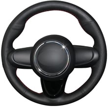 Capa preta de couro sintético para volante de carro para mini coupe 2016 2024 - compre barato