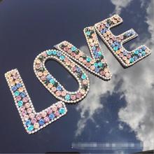 1pcs Rhinestone LOVE letters beaded Embroidery Fabric Applique Patch African Sew Dress Cloth bag shoes Decorate Accessory DIY 2024 - buy cheap