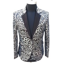 Pattern Pattern Leopard Sequin Blazer Masculino Slim Fit Nightclub Party DJ Singer Stage Clothing Leopard Sequin Prom Blazer 5xl 2024 - buy cheap