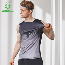 Men's O-Neck Running Training Vests Stretch Gym Tops Printed Fitness Workout Shirts Quick Dry Basketball Tanks 2024 - buy cheap