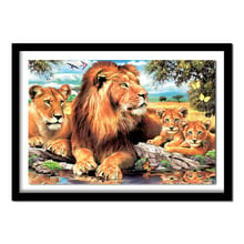 Full Square Diamond 5D DIY Diamond Painting "Lion family" Embroidery Cross Stitch Rhinestone  Painting Home Decor Gift 2024 - buy cheap