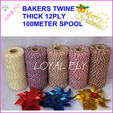 150pcs/lot cotton bakers twine 12ply  thick 1.5MM, 100m/spool,  twisted twine, used in gift,greeting card 25 kinds color 2024 - buy cheap