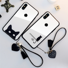 BONVAN Tempered Glass Case For Huawei Honor 8x Max 8c 7C Cute Cat Cover For Huawei honor 8x max 7A 7X Heart Tassel Lanyard Case 2024 - buy cheap