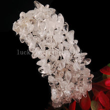 Free Shipping Fashion Jewelry White Rock Quartz Crystal Chips Beads Weave Stretchy Bracelet 7" FG5043 2024 - buy cheap