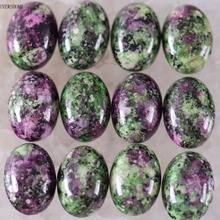 BUYERSHOME Oval 13x18MM Natural Stone Beads Green with Red Zoisite CAB Cabochon 10Pcs K1595 2024 - buy cheap