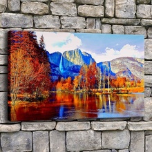 Quadros de arte da parede quadros emoldurados 1 peça outono montanhas cachoeira árvores folha natureza pintura paisagem lona poster decoração casa 2024 - compre barato