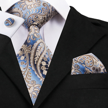 Gravata de 2017 paisley masculina, conjunto de gravatas e abotoaduras quadradas e de seda clássica para casamento, 8.5cm 2024 - compre barato