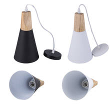 Coffee bar counter dining light Led pendant lamp base with E27 holder black white wodden hanging lights droplight 2024 - buy cheap