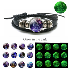 Luminous 12 Constellation Bracelet Gemini Leo Libra Scorpio Sagittarius Leather Bracelet Zodiac Signs Jewelry Bracelet For Men 2024 - buy cheap