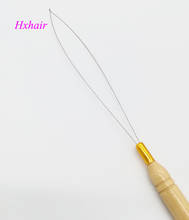 Freeshipping - 20pcs Wooden Handle Threader / Stainless Steel Wire / Pulling Micro Rings / Loop Hair Extension Tools 2022 - купить недорого