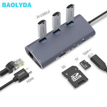 Baolyda Алюминиевый USB Type-C к HDMI концентратор адаптер Thunderbolt 3 док-станция для MacBook Samsung S8/S9 Huawei P20 Pro USB C концентратор адаптер 2024 - купить недорого