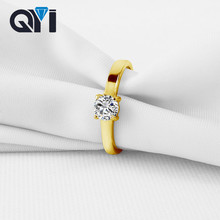 QYI-Anillo de boda clásico de oro amarillo sólido de 14K para mujer, joyería de alta calidad, piedra SONA, es muy brillante, regalos para dama de honor 2024 - compra barato