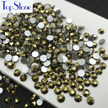 Topstone-strass de cristal para arte em unhas, strass de hematita dourada, sem adesivo, ss3, ss4, ss5, ss6, ss8, ss10, ss12, ss16, ss20, ss30 2024 - compre barato