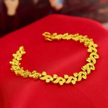 Женский браслет, однотонный желтый позолоченный браслет-цепочка, аксессуары 2024 - купить недорого