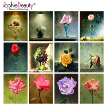 Sophie Beauty New Diy Diamond Painting Cross Stitch Handcraft Embroidery Flower Pink Rose Poster Home Art Needlework Mosaic Kit 2024 - buy cheap