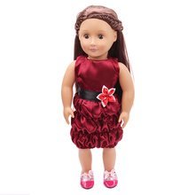 Ropa de muñeca, vestido de noche de fiesta rojo vino, accesorios de juguete aptos para muñeca de niña de 18 pulgadas y muñeca de bebé de 43 cm c136 2024 - compra barato