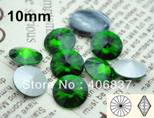 Piedras de Rivoli de cristal verde, lote de 200 unidades, 10mm, envío gratis Rivoli-cristal chino de alta calidad 2024 - compra barato