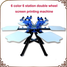 Rápido e frete grátis! 6 cores 6 estação máquina de impressão de tela imprensa equipamento de impressora de t-shirts carrossel 2024 - compre barato