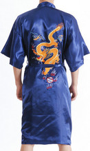Hot Sale Chinese Men's Satin Silk Robe Embroidery Kimono Bath Gown Hombres Vestido Dragon Size S M L XL XXL XXXL S0103-# 2024 - buy cheap
