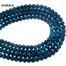 Wholesale Natural Blue Zircon Tiger Eye Gem Stone Beads For Jewelry Making DIY Bracelet Necklace 4 6 8 10 12 MM Strand 15'' 2024 - buy cheap