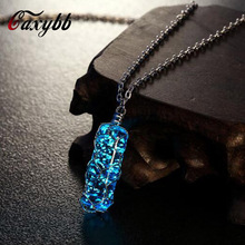 Caxybb colar com pingente cilíndrico luminoso, colar com pingente brilhante no escuro, joias finas da moda 2024 - compre barato