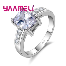 Anéis de dedo de prata esterlina 925 para mulheres, elegante, clássico, brilhante, zircônia cúbica, boa venda, joia de cristal 2024 - compre barato
