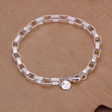 925 jewelry silver plated bracelet, 925 jewelry jewelry Big Rectangular Bracelet H203 2024 - buy cheap