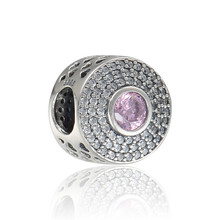 Pulseira pandora para pingente, bracelete de cristal rosa splendor com contas de coração, prata esterlina 925 2024 - compre barato
