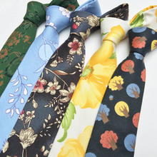 Corbata ajustada de algodón para hombre y Mujer, corbatas florales para boda, trajes de negocios, corbatas de fiesta, corbatas finas 2024 - compra barato