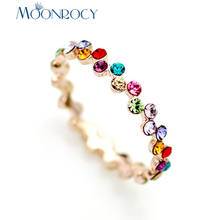 MOONROCY Free Shipping  Fashion Jewelry multicolor crystal rose gold Color Austrian Crystal Rings for women Gift 2024 - buy cheap