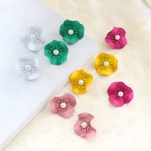 Xuan-pendientes pequeños de imitación de flores, pendientes con flores de perlas, pétalos de color caramelo, joyería de Súper Hada 2024 - compra barato