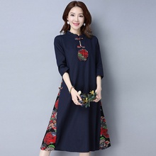 New Arrival 2019 Spring Summer Dress Female Robe Vintage Femme Loose Midi Cheongsam Qipao Women Elegant Chinese Dresses TA1614 2024 - buy cheap