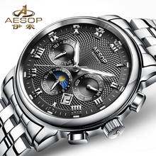 AESOP Luxury brand Watch Men Black Automatic Mechanical full Stainless Steel Male Clock Waterproof Relogio Masculino top hours 2024 - buy cheap