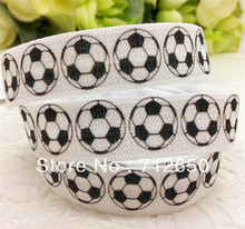 Elastic White Ribbon Printed football 5/8 inch 15mm width 10 yards free shipping MDTL015 2024 - buy cheap