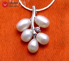 Белая жемчужная подвеска «виноград» Qingmos, 18*28 мм, ожерелье для женщин с белым жемчугом, 17 дюймов, с серебряным покрытием, ожерелье-Чокеры-6235 2024 - купить недорого