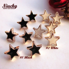 Niucky haste epóxi em preto/branco, botões decorativos em formato de estrela dourada, para artesanato, acessórios de costura, haste de 12.5mm 2024 - compre barato