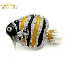 Linda de La Manera Pavimenta CZ y Esmalte Negro Amarillo Ángulo de Pescado broches Oro Tono Imitado Perla Deco  Preciosos Peces Tropicales  Pin Pasadores joyería 2024 - compra barato