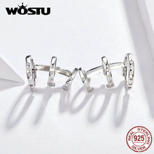 WOSTU Double Ear Cuff Hole Earrings 925 Sterling Silver Twirl Circle Stud Earrings For Women Girls Party Jewelry FNE085 2024 - buy cheap