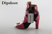 Autumn Hot Pink Polka Dot Women Fashion Ankle Boots Round Toe Ladies High Heel Boots Ankle Buckles Sexy Chunky Heel Boots 2024 - buy cheap