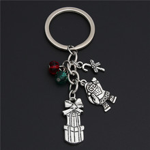 1pc Christmas Santa Snowman Pendants Keychain Ring Pendant Key Ring Lovely With Colorful Beads Christmas Gift Girl 2024 - buy cheap