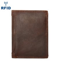 RFID Blocking Crazy Horse Genuine Leather Mens Wallet Man Cowhide Coin Purse Small Brand Male Credit ID Multifunctional Walets 2024 - buy cheap