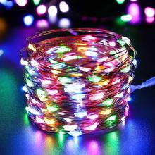 New 10M 100LED 3AA Battery Powered Copper Wire String Lights Indoor Outdoor Fairy Led Light for Xmas Garland Party Wedding 2024 - buy cheap