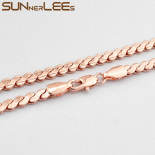SUNNERLEES Fashion Jewelry Rose Gold Color Necklace 4mm Twisted Link Chain For Mens Womens Gift C68 N 2024 - buy cheap