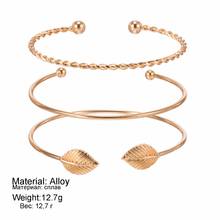 KINFOLK 3 Pcs/Set Fashion Round Leaves Spiral Bangles Women Pretty Girl Punk Style Women Charm Bracelet Set Jewelry Gifts 2019 2024 - buy cheap