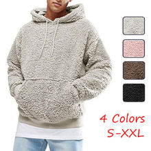 Mens Long Sleeve Sweatshirt Hoodies Hooded Tops Fleece Casual Sport Pullover Plush Hooded Hoodies Coats Fashion Winter Outwear 2024 - buy cheap