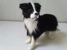 about 10x9cm dog black Border Collie hard model plastic&furs dog home decoration toy gift s1888 2024 - buy cheap