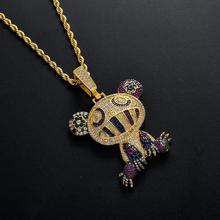Brass CZ Colorful Frog pendants With 4MM CZ Tennis Chain Animal Necklace Men And Women Hip Hop Jewelry  CN129 2024 - buy cheap